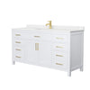 Custom image for White with Brushed Gold Trim / Carrara Cultured Marble / No Mirror