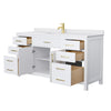 Custom image for White with Brushed Gold Trim / White Cultured Marble / No Mirror