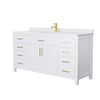 Custom image for White with Brushed Gold Trim / White Cultured Marble / No Mirror
