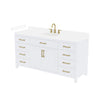 Custom image for White with Brushed Gold Trim / White Cultured Marble / No Mirror