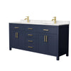 Custom image for Dark Blue with Brushed Gold Trim / Carrara Cultured Marble / No Mirror