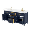 Custom image for Dark Blue with Brushed Gold Trim / Carrara Cultured Marble / No Mirror