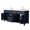Custom image for Dark Blue with Brushed Gold Trim / White Quartz / No Mirror