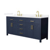 Custom image for Dark Blue with Brushed Gold Trim / White Quartz / No Mirror
