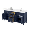 Custom image for Dark Blue with Brushed Nickel Trim / Carrara Cultured Marble / No Mirror