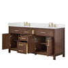 Custom image for Dark Walnut with Brushed Gold Trim / Carrara Cultured Marble / No Mirror