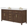 Custom image for Dark Walnut with Brushed Gold Trim / Giotto Quartz / No Mirror