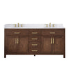 Custom image for Dark Walnut with Brushed Gold Trim / White Cultured Marble / No Mirror