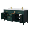 Custom image for Green with Brushed Gold Trim / White Cultured Marble / No Mirror