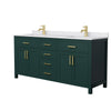 Custom image for Green with Brushed Gold Trim / White Cultured Marble / No Mirror