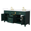 Custom image for Green with Brushed Gold Trim / White Quartz / No Mirror