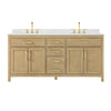 Custom image for Whitewashed Oak with Brushed Gold Trim / Carrara Cultured Marble / No Mirror