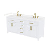 Custom image for White with Brushed Gold Trim / Carrara Cultured Marble / No Mirror