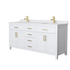 Custom image for White with Brushed Gold Trim / White Cultured Marble / No Mirror