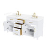 Custom image for White with Brushed Gold Trim / White Cultured Marble / No Mirror