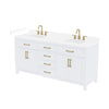 Custom image for White with Brushed Gold Trim / White Cultured Marble / No Mirror