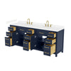 Custom image for Dark Blue with Brushed Gold Trim / Carrara Cultured Marble / No Mirror