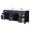 Custom image for Dark Blue with Brushed Gold Trim / White Cultured Marble / No Mirror