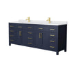 Custom image for Dark Blue with Brushed Gold Trim / White Cultured Marble / No Mirror