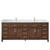 Custom image for Dark Walnut with Brushed Gold Trim / Giotto Quartz / No Mirror