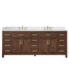 Custom image for Dark Walnut with Brushed Gold Trim / Giotto Quartz / No Mirror