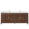 Custom image for Dark Walnut with Brushed Gold Trim / White Cultured Marble / No Mirror