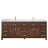 Custom image for Dark Walnut with Brushed Gold Trim / White Quartz / No Mirror