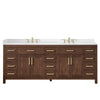 Custom image for Dark Walnut with Brushed Gold Trim / White Quartz / No Mirror