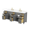 Custom image for Dark Gray with Brushed Gold Trim / White Cultured Marble / No Mirror
