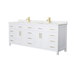 Custom image for White with Brushed Gold Trim / Carrara Cultured Marble / No Mirror