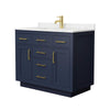 Custom image for Dark Blue with Brushed Gold Trim / Carrara Cultured Marble / No Mirror