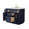 Custom image for Dark Blue with Brushed Gold Trim / Carrara Cultured Marble / No Mirror