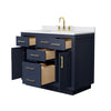 Custom image for Dark Blue with Brushed Gold Trim / White Cultured Marble / No Mirror
