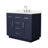 Custom image for Dark Blue with Brushed Nickel Trim / White Quartz / No Mirror