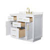 Custom image for White with Brushed Gold Trim / Carrara Cultured Marble / No Mirror