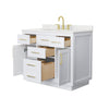 Custom image for White with Brushed Gold Trim / Giotto Quartz / No Mirror
