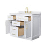 Custom image for White with Brushed Gold Trim / White Cultured Marble / No Mirror
