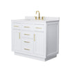Custom image for White with Brushed Gold Trim / White Cultured Marble / No Mirror