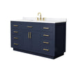 Custom image for Dark Blue with Brushed Gold Trim / Carrara Cultured Marble / No Mirror