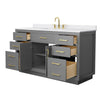 Custom image for Dark Gray with Brushed Gold Trim / White Cultured Marble / No Mirror
