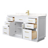 Custom image for White with Brushed Gold Trim / Carrara Cultured Marble / No Mirror