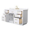 Custom image for White with Brushed Gold Trim / Carrara Cultured Marble / No Mirror