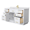 Custom image for White with Brushed Gold Trim / White Cultured Marble / No Mirror