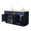 Custom image for Dark Blue with Brushed Gold Trim / Carrara Cultured Marble / No Mirror