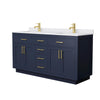 Custom image for Dark Blue with Brushed Gold Trim / White Cultured Marble / No Mirror