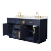 Custom image for Dark Blue with Brushed Gold Trim / White Cultured Marble / No Mirror