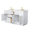 Custom image for White with Brushed Gold Trim / Carrara Cultured Marble / No Mirror