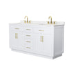 Custom image for White with Brushed Gold Trim / Carrara Cultured Marble / No Mirror