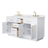 Custom image for White with Brushed Gold Trim / White Cultured Marble / No Mirror