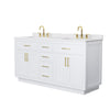 Custom image for White with Brushed Gold Trim / White Cultured Marble / No Mirror